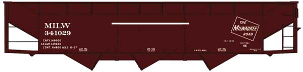 Accurail 81852 HO Scale AAR 70 Ton Offset 3 Bay Hopper Kit Milwaukee Road MILW 341029