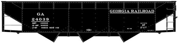 Accurail 81853 HO Scale AAR 70 Ton Offset 3 Bay Hopper Kit Georgia Railroad GA 24039