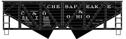 Accurail 81862 HO Scale 55 Ton Wood Side 2 Bay Hopper Kit C&O 54736