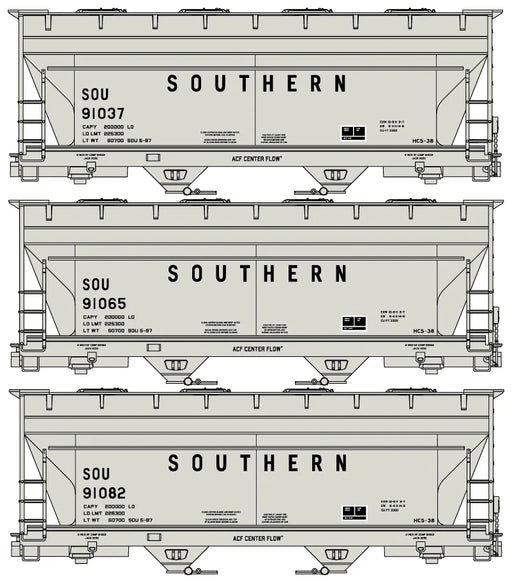 Accurail 8187 HO Scale ACF 2 Bay Covered Hopper Kit 3 Pack Southern (91037, 91065, 91082)