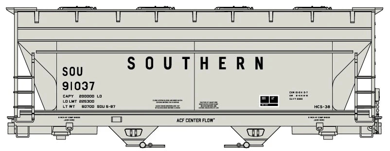 Accurail 81871 HO Scale ACF 2 Bay Covered Hopper Kit Southern (# Varies)