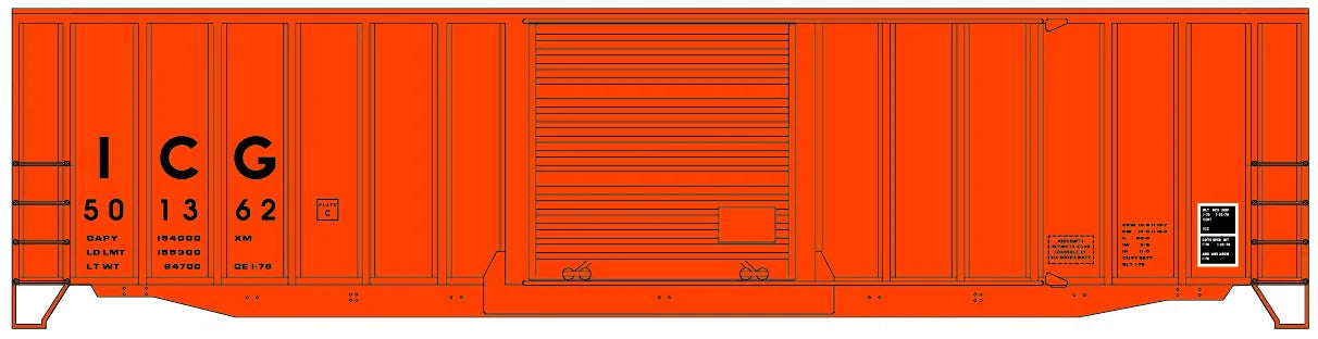 Accurail 81882 HO Scale 50' Exterior-Post Boxcar Kit Illinois Central Gulf ICG 501362