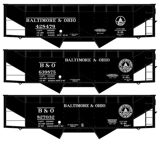 Accurail 8190 HO Scale 50 Ton Offset 2 Bay Hopper Kit 3 Pack Baltimore & Ohio B&O (428479, 639875, 827032)