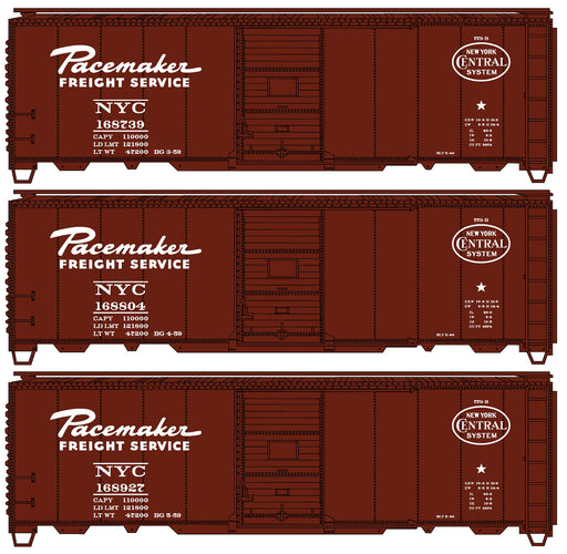 Accurail 8191 HO Scale 40' Steel Boxcar Kit 3 Pack New York Central "Pacemaker" NYC