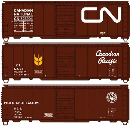 Accurail 8193 HO Scale 40' AAR Boxcar Canadian Roads (3 Pack)