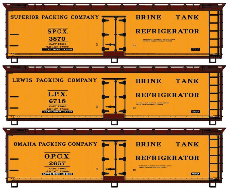 Accurail 8194 HO Scale 40' Wood Reefer Kit Private Owner Packing Companies 3 Pack
