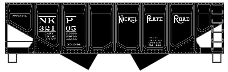 Accurail 81953 HO Scale 55 Ton Panel Side 2 Bay Hopper Kit - Nickel Plate Road NKP 32105