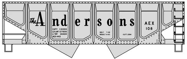 Accurail 81961 HO Scale 55 Ton Panel Side 2 Bay Hopper Kit - The Andersons "Gray" AEX