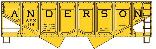 Accurail 81962 HO Scale 55 Ton Panel Side 2 Bay Hopper Kit - The Andersons "Yellow" AEX