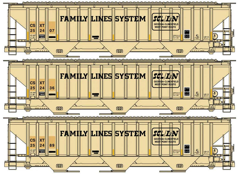 Accurail 8197 HO Scale PS 4750 Covered Hopper Kit 3 Pack CSXT Ex-Family Lines