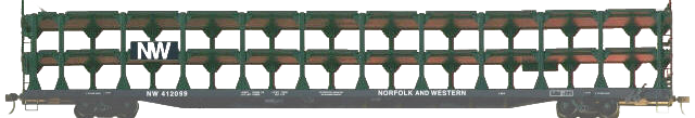 Accurail 9307 HO Scale Tri-Level Open Autorack Kit Norfolk & Western N&W - NOS