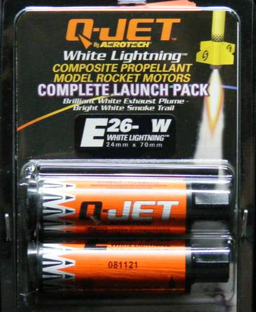 AeroTech 6144 Q-Jet White Lightning Composite Model Rocket Motor - E26-10W 2 Pack (Ships USPS Ground)