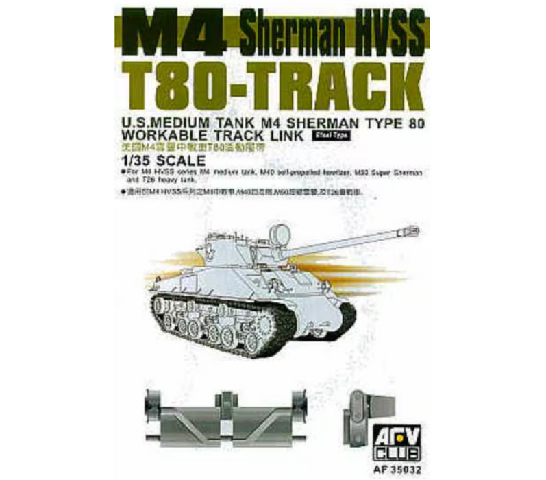 AFV Club AF35032 1/35 T80 Workable Steel Track Link Detail Kit for M4 Sherman HVSS
