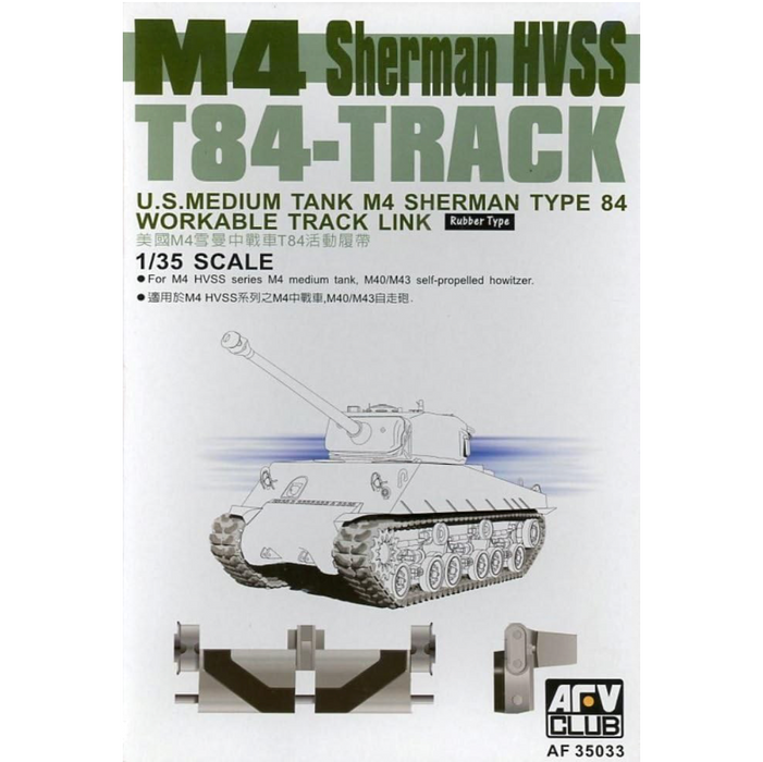 AFV Club AF35033 1/35 T84 Workable Rubber Track Link Detail Kit for M4 Sherman HVSS