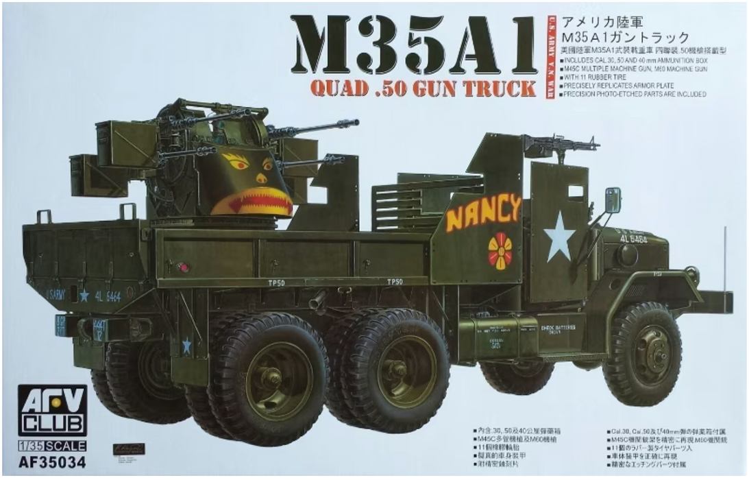 AFV Club AF35034 1/35 U.S. Army M35A1 Quad- .50 Gun Truck Model Kit