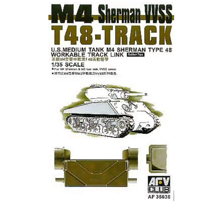 AFV Club AF35038 1/35 T48 Rubber Workable Track Links for M4 Sherman VVSS Detail Kit