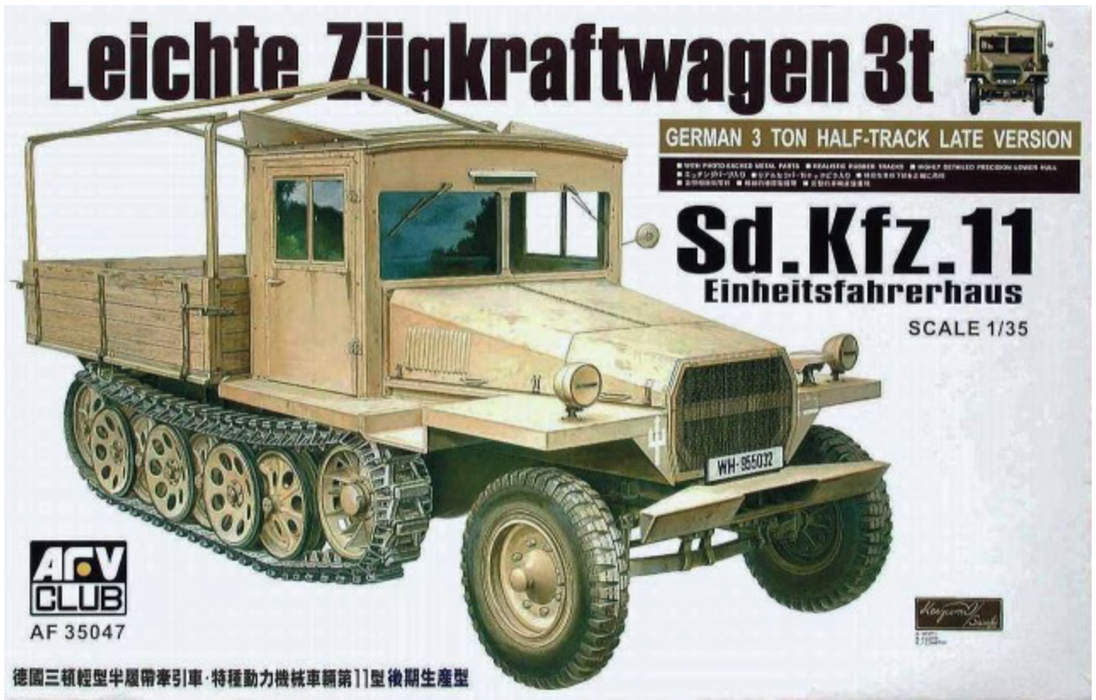 AFV Club AF35047 1/35 Sd.Kfz.11 German 3 Ton Half-Track Late Version Model Kit