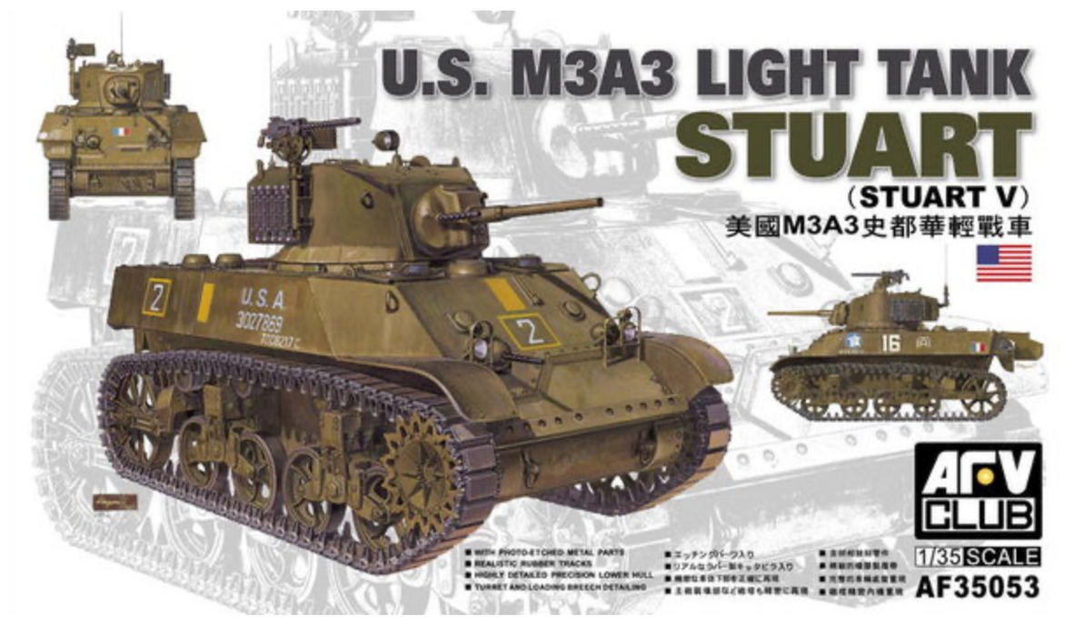 AFV Club AF35053 1/35 U.S. M3A3 Stuart Light Tank (Stuart V) Model Tank Kit