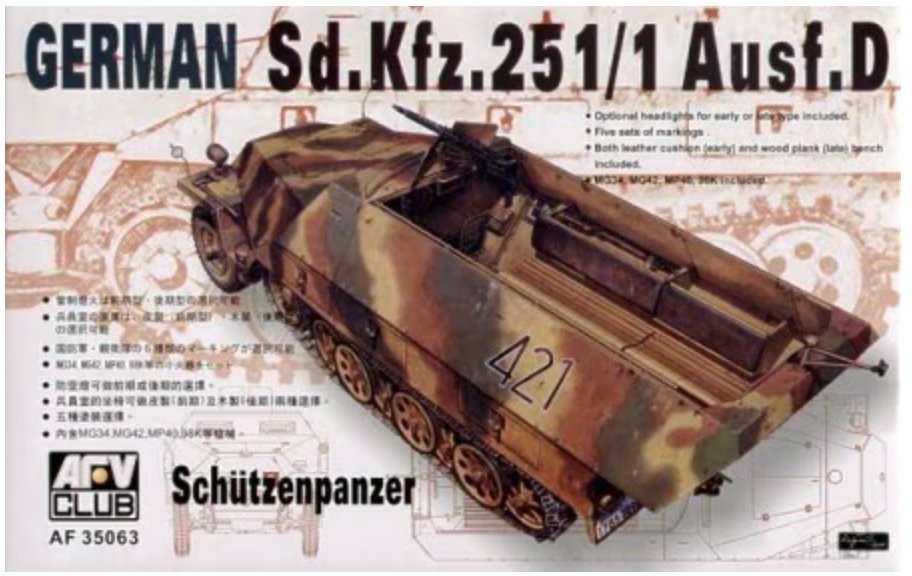 AFV Club AF35063 1/35 German Sd.Kfz.251/1 Ausf.D Schützenpanzer Half-Track Model Kit