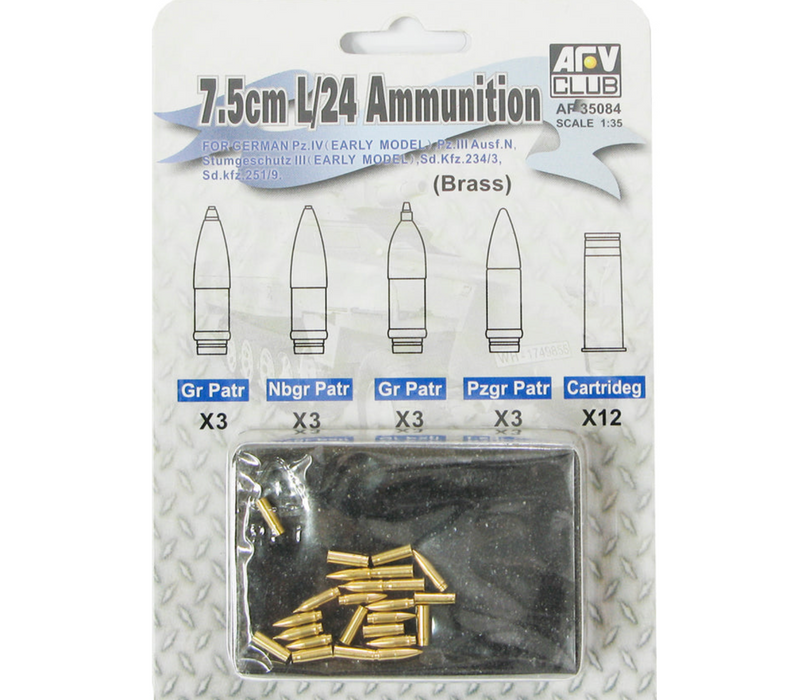 AFV Club AF35084 1/35 Brass 75mm KwK L/24 Ammunition Detail Set