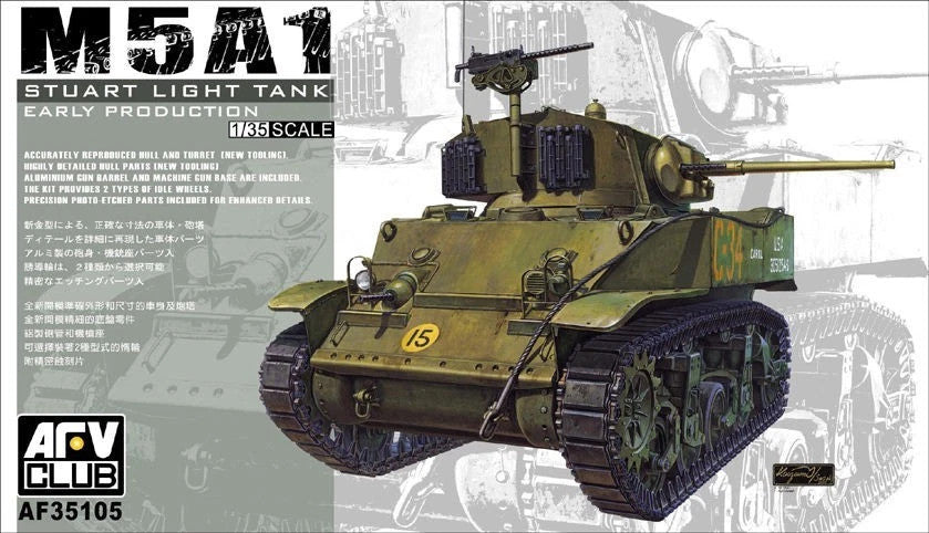 AFV Club AF35105 1/35 M5A1 Stuart Light Tank Early Production Model Kit