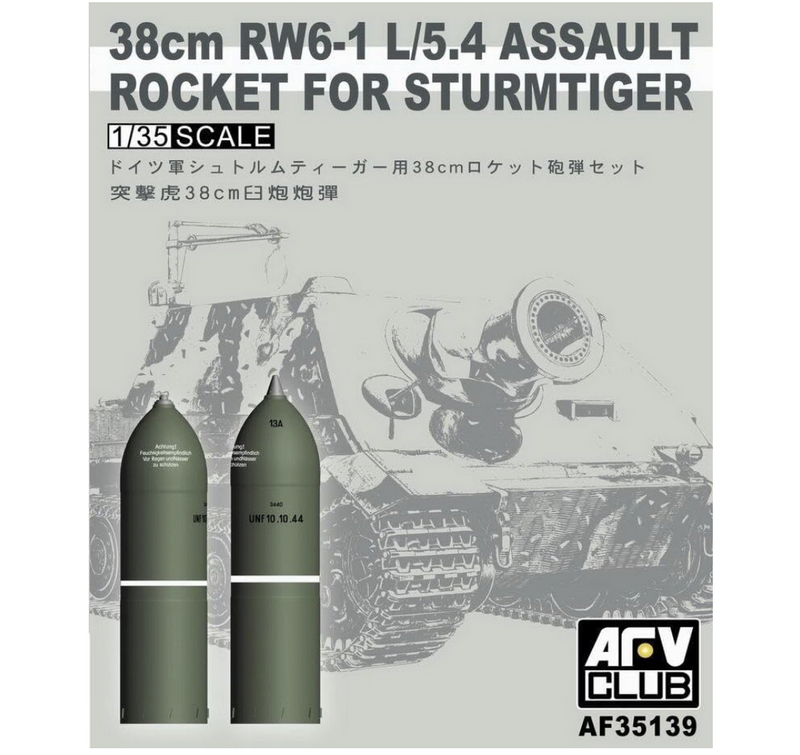 AFV Club AF35139 1/35 38cm RW6-1 L/5.4 Assault Rocket for Sturmtiger Detail Set