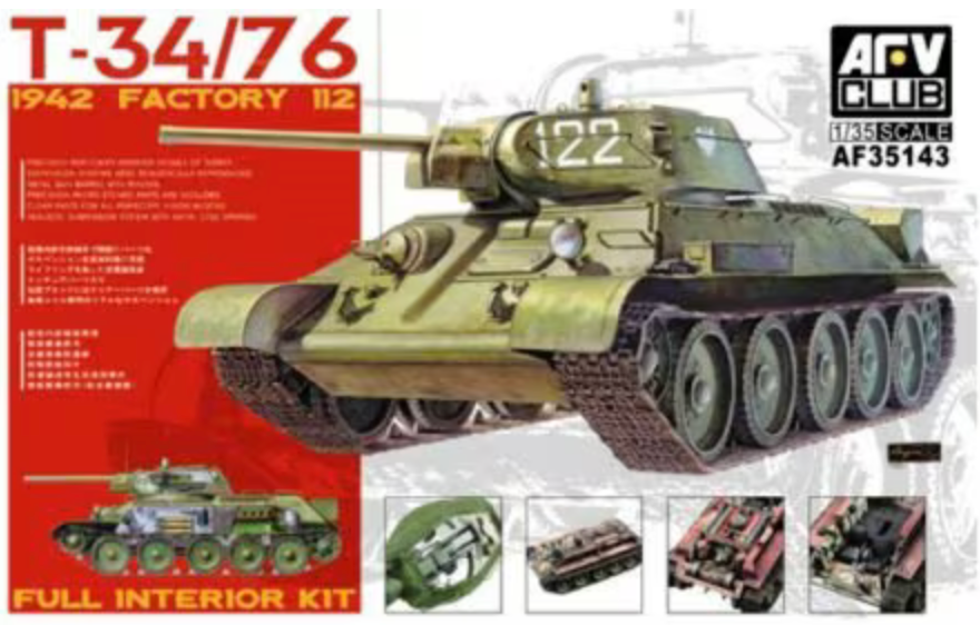 AFV Club AF35143 1/35 Plant 112 Gorki T-34/76 Model 1942 with Full Interior Model Kit