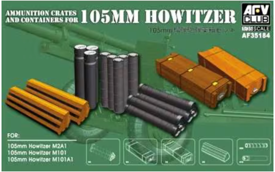 AFV Club AF35184 1/35 Ammunition Crates and Containers for 105mm Howitzer Model Kit
