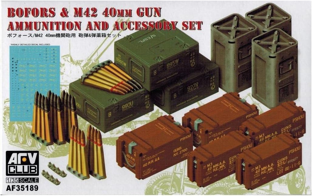 AFV Club AF35189 1/35 BOFORS & M42 40mm Gun Ammunition and Accessory Set Model Kit
