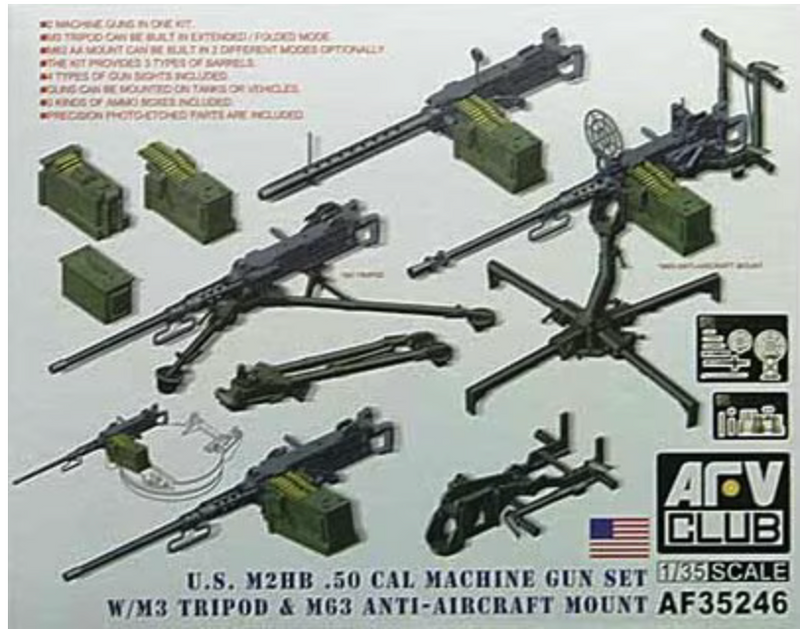 AFV Club AF35246 1/35 U.S. M2HB .50 Cal Machine Gun & M63 Anti-Aircraft Gun Model Kit