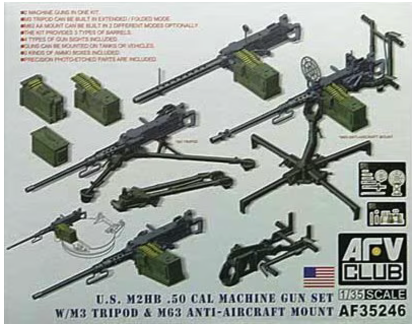 AFV Club AF35246 1/35 U.S. M2HB .50 Cal Machine Gun & M63 Anti-Aircraft Gun Model Kit