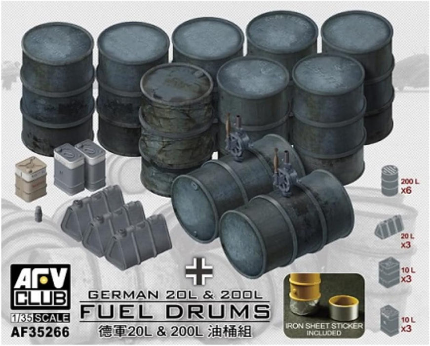 AFV Club AF35266 1/35 German 20L and 200L Fuel Drums Plastic Model Kit