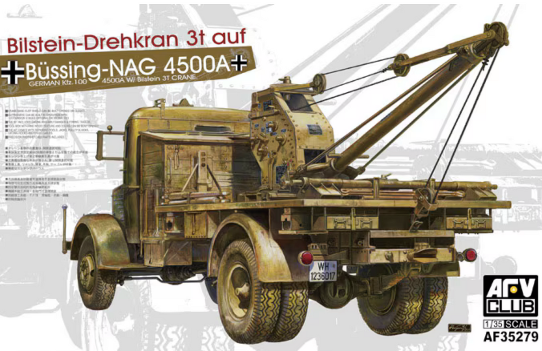 AFV Club AF35279 1/35 Büssing-NAG 4500A Kfz. 100 4500A with Bilstein 3T Crane Model Kit