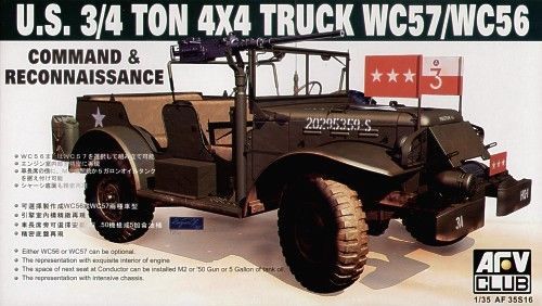 AFV Club AF35S16 1/35 U.S. ¾ ton 4x4 Truck WC57/WC56 Command & Recon Model Kit