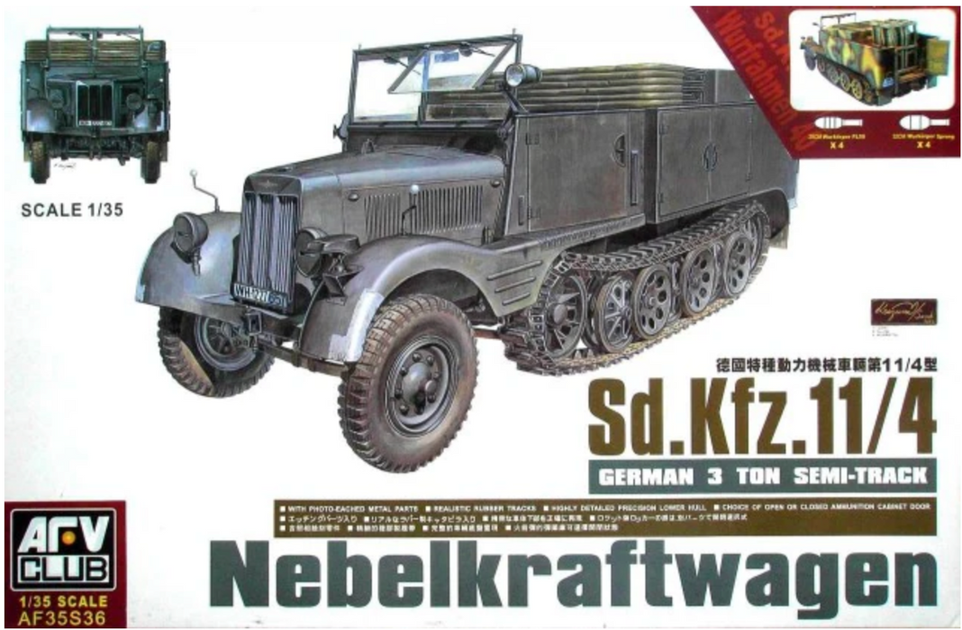 AFV Club AF35S36 1/35 Sd.Kfz.11/4 Nebelkraftwagen German 3-Ton Semi-Track Model Kit