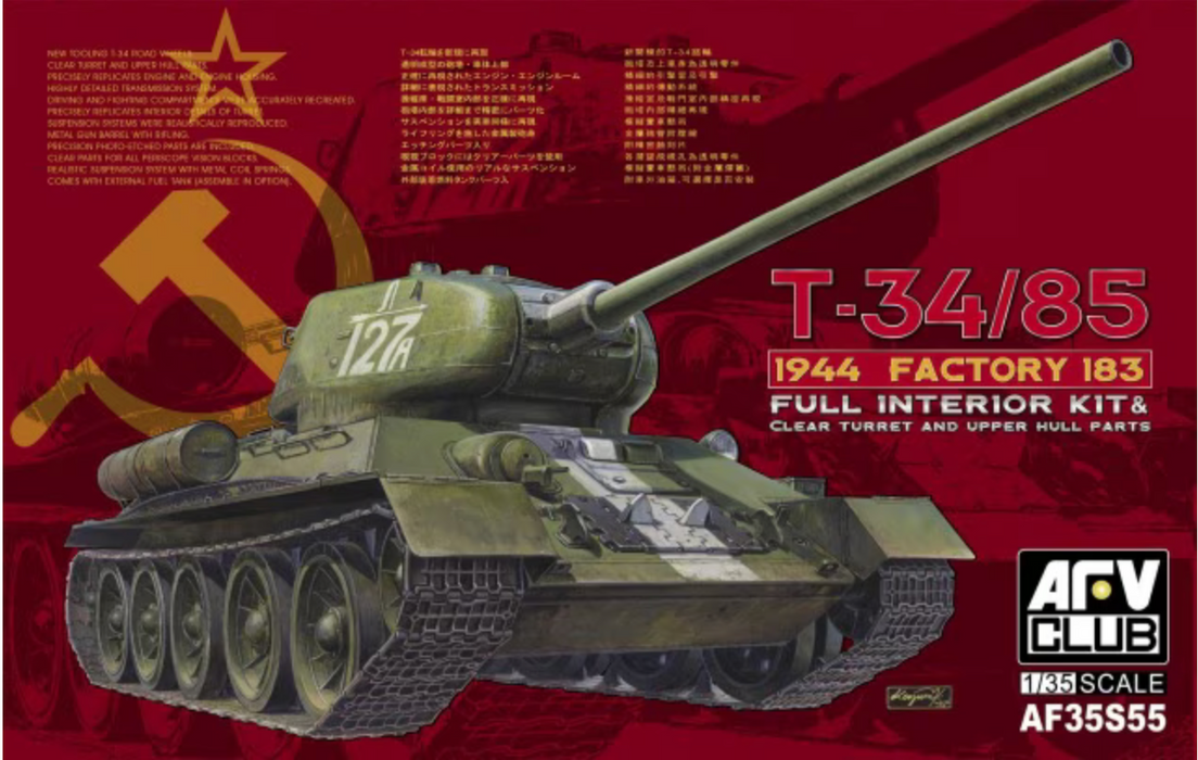 AFV Club AF35S55 1/35 T-34/85 Model 1944 Factory 183 with Full Interior Model Kit