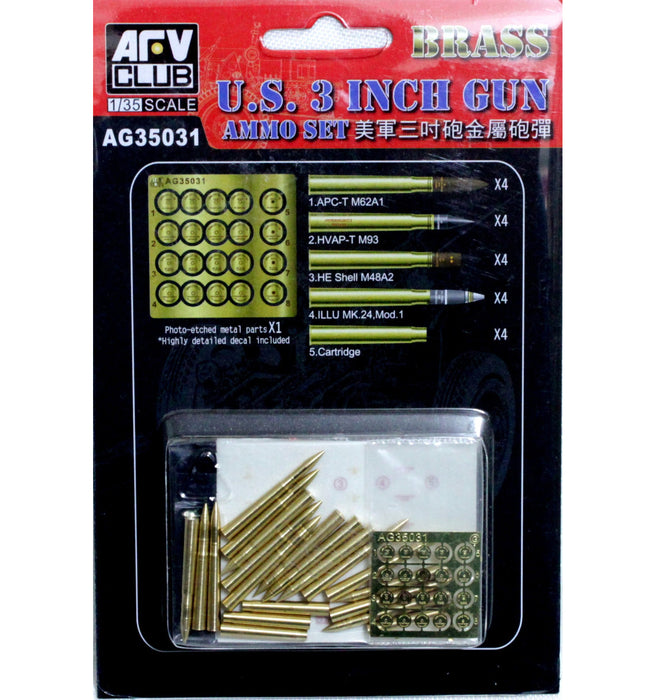 AFV Club AG35031 1/35 Brass U.S. 3 Inch Gun Ammo Set