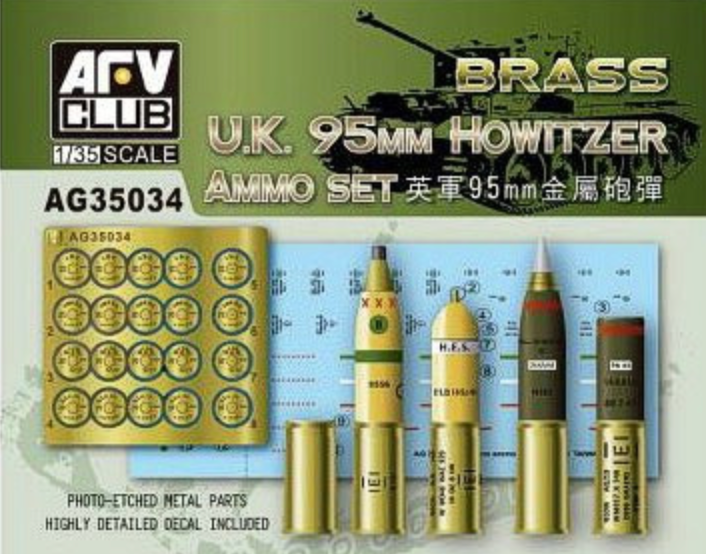 AFV Club AG35034 1/35 U.K. 95mm Howitzer Ammo Set for Cromwell Mk IV & Churchill Mk V
