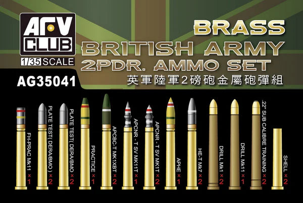 AFV Club AG35041 1/35 Brass British Army 2-pdr Brass Ammo Set