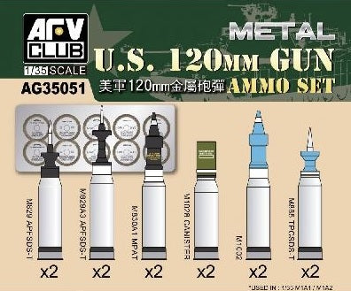 AFV Club AG35051 1/35 Metal U.S. 120mm Gun AMMO Set