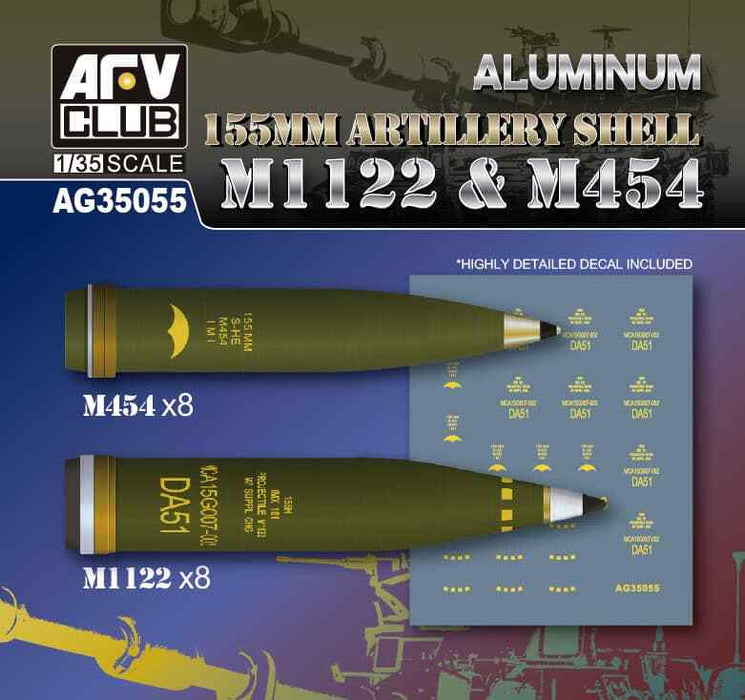 AFV Club AG35055 1/35 Aluminum 155mm Artillery Shell Set for M1122 & M454