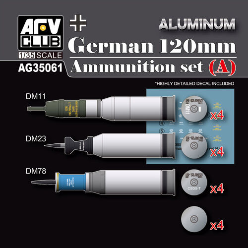 AFV Club AG35061 1/35 Aluminum German 120mm Ammunition Set A