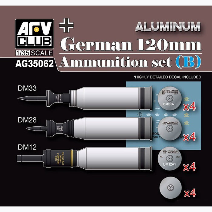 AFV Club AG35062 1/35 Aluminum German 120mm Ammunition Set B
