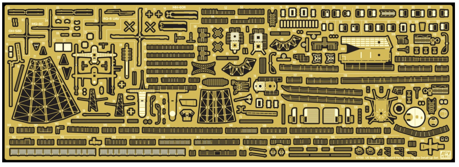 AFV Club AG35067 1/700 Photo-Etched Detail-Up Set for USN Oliver Hazard Perry Class Frigate