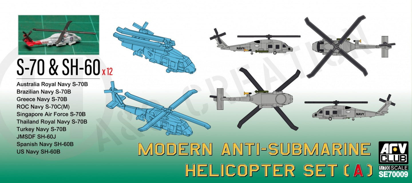 AFV Club SE70009 1/700 Modern Anti-Submarine Helicopter Set A Model Kit