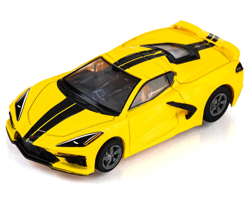 AFX Racing 22013 C8 Corvette Torch Yellow Mega G+ HO Scale Slot Car