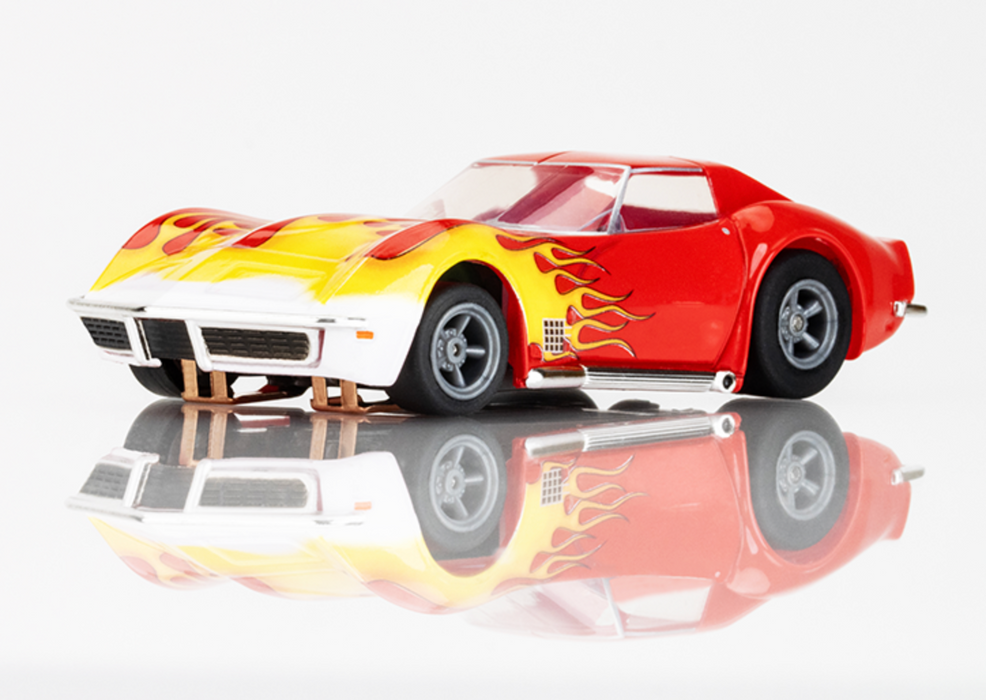 AFX Racing 22055 1970 Corvette (Wildfire Red/Yellow) Mega G+ HO Scale Slot Car