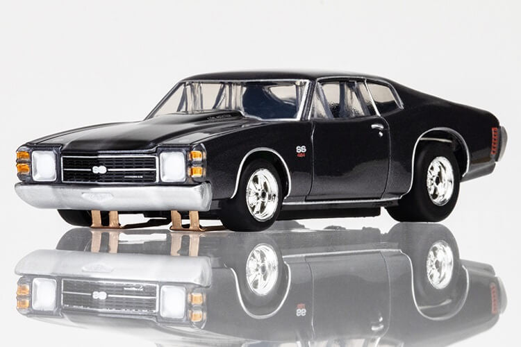 AFX Racing 22087 1972 Chevelle SS Silver & Black Mega G+ HO Scale Slot Car