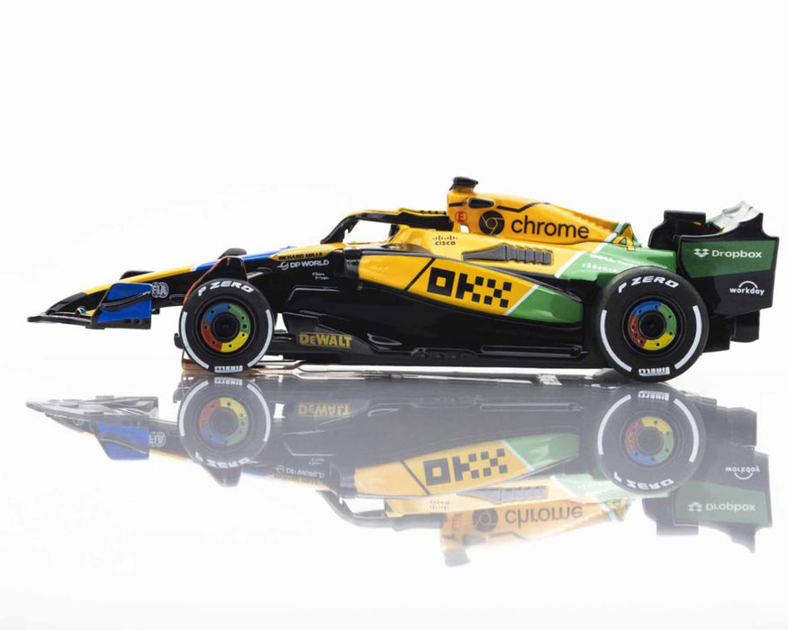 AFX Racing 22120 HO Scale Mega G+ Slot Car McLaren F1 MCL38 #4 Norris Senna Monaco 2024