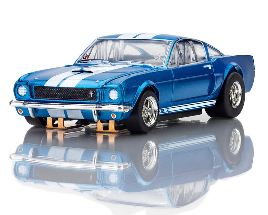 AFX Racing 22149 Mega G+ Slot Car Mustang GT350 - 1966 Sapphire Blue with White Stripes